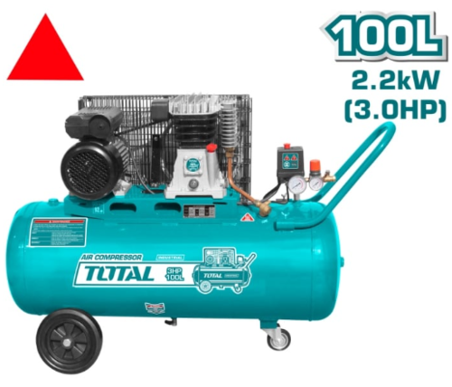 Бутален компресор TOTAL INDUSTRIAL, 100 L, 2200 W