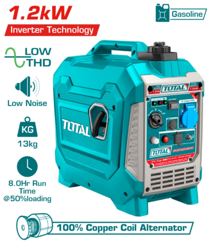 Инверторен бензинов генератор TOTAL INDUSTRIAL, 1.2 kW